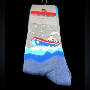 Men's Different Touch Gray and Blue Nautical Novelty Socks
